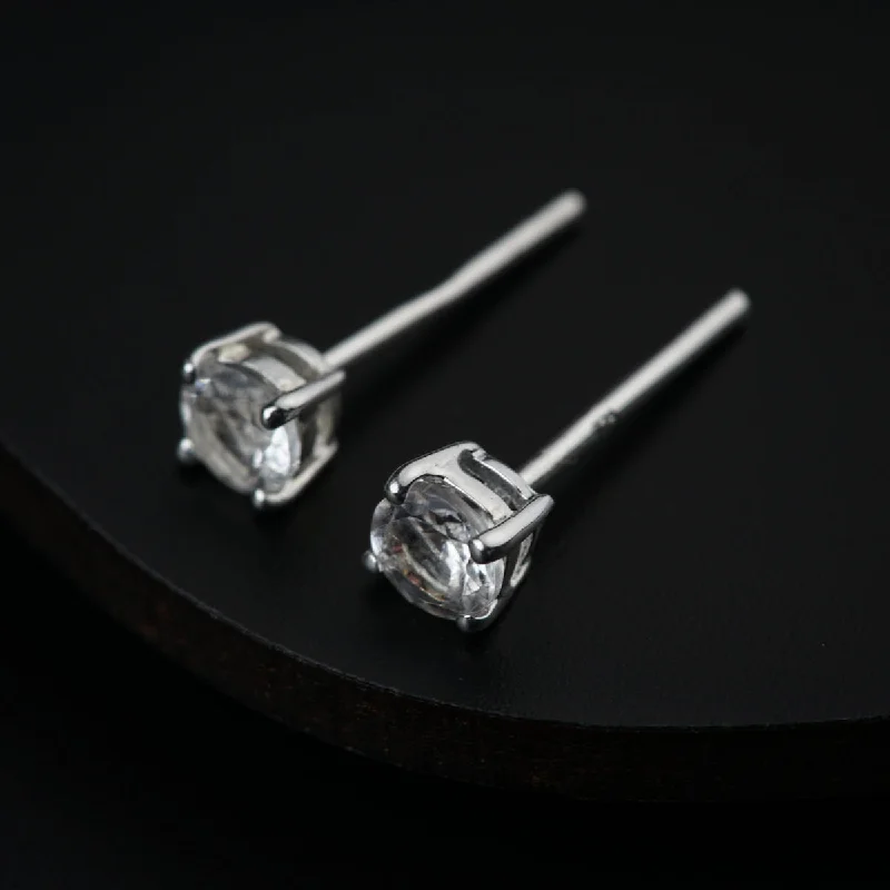 Star Shaped Drop Earrings for Charm -Silver Studs with CZ Stone