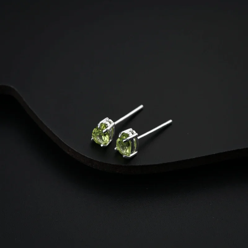 Geometric Drop Earrings for Trend -Silver Studs with Peridot