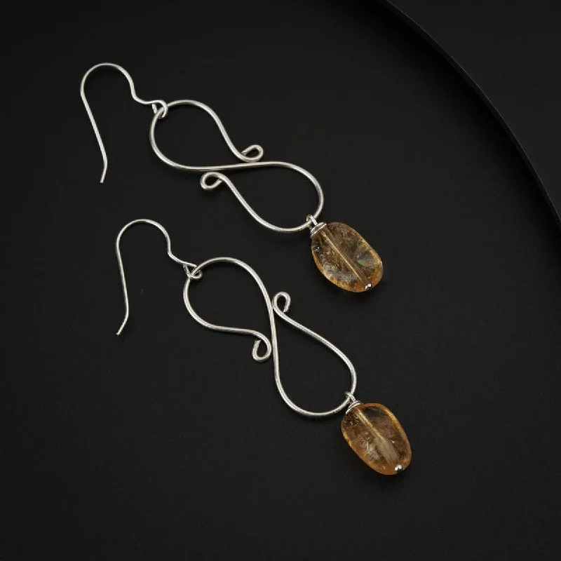 Lead Free Drop Earrings for Health -Silver Wire with Citrine Earring