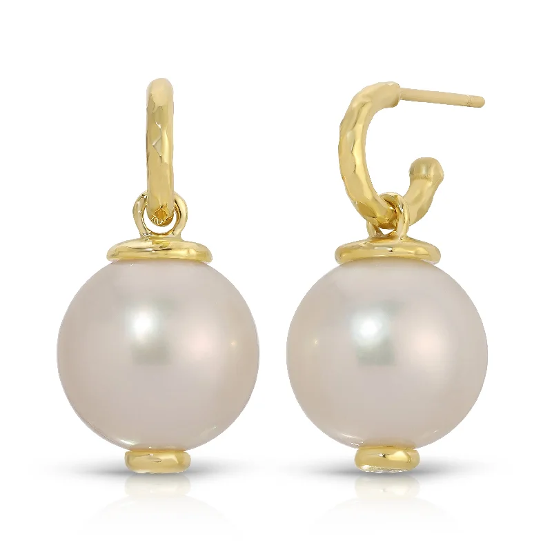 Drop Earrings for Casual Outfit -Pearl Drops with Diamonds