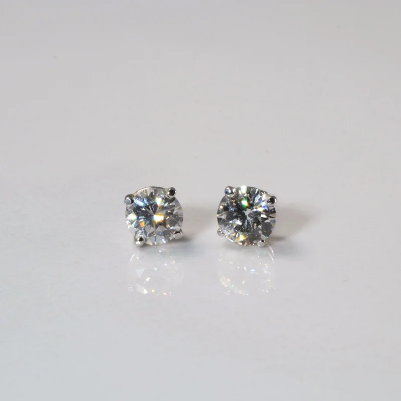 Stud Earrings with Etching -Solitaire Diamond Stud Earrings | 1.16ctw VS1/2 G/H |