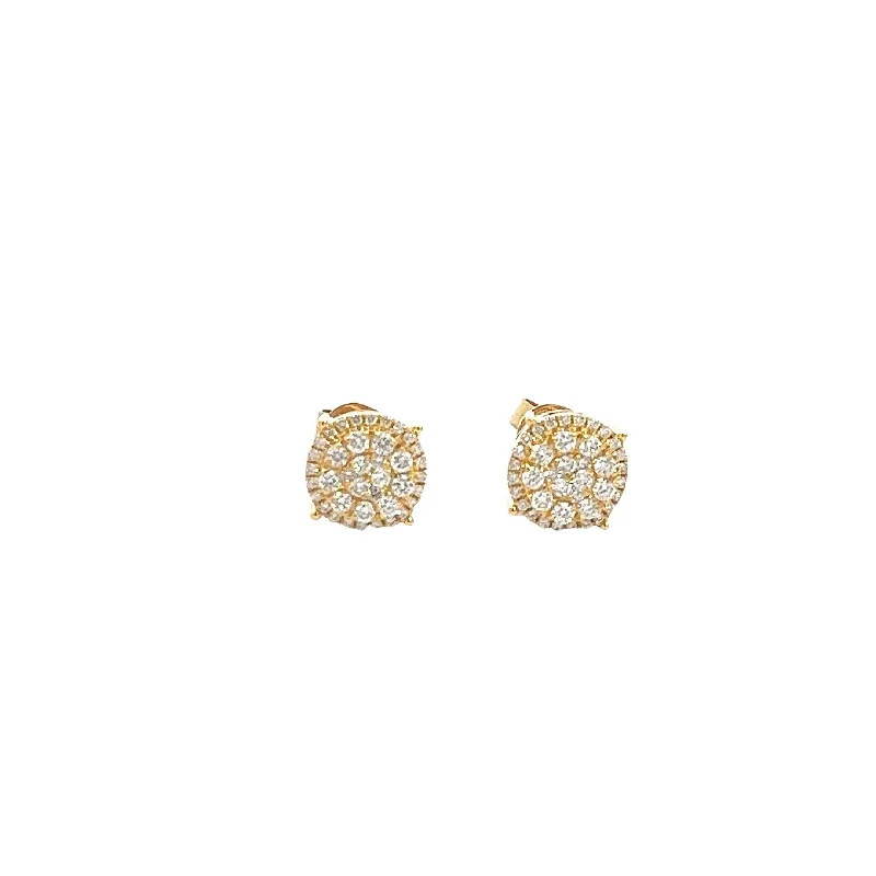 Drop Earrings for Shopping Trip -14K GOLD DIAMOND ROUND CLUSTER EARRINGS WITH HALO 0.65 CT