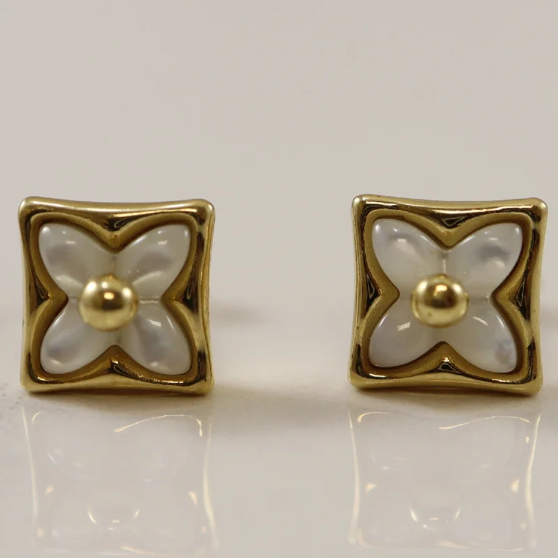 Stud Earrings for Wedding Ceremony -Square Mother of Pearl Stud Earrings | 0.80ctw |