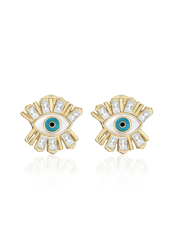 Small Stud Earrings for Delicate -Stay Golden Evil Eye Stud Earrings