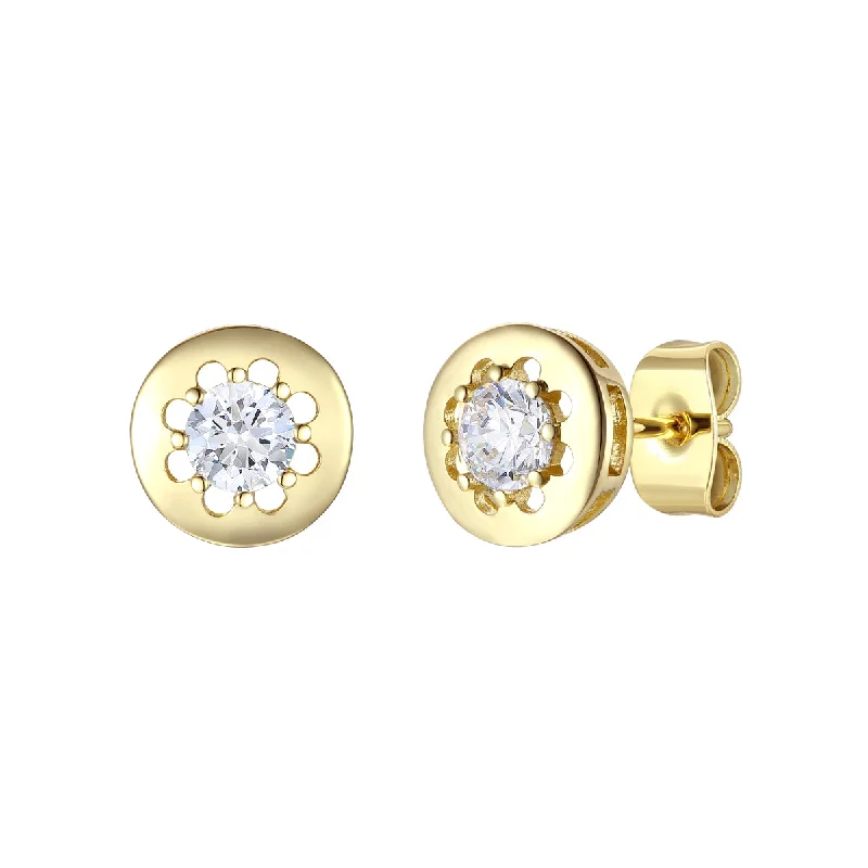 Adjustable Stud Earrings for Custom Fit -Sterling Silver 14k Yellow Gold Plated with 0.60ctw Lab Created Moissanite Earrings