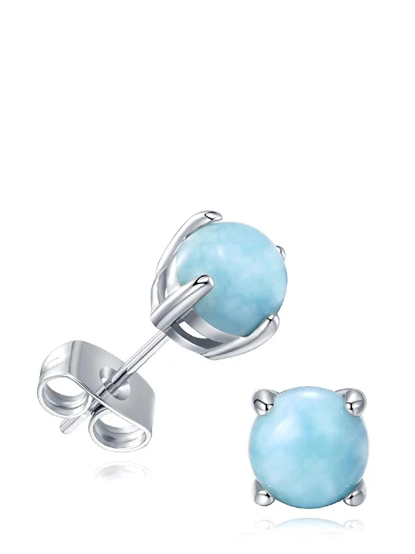 Stud Earrings for Yoga Session -Sterling Silver Larimar Stud Earrings