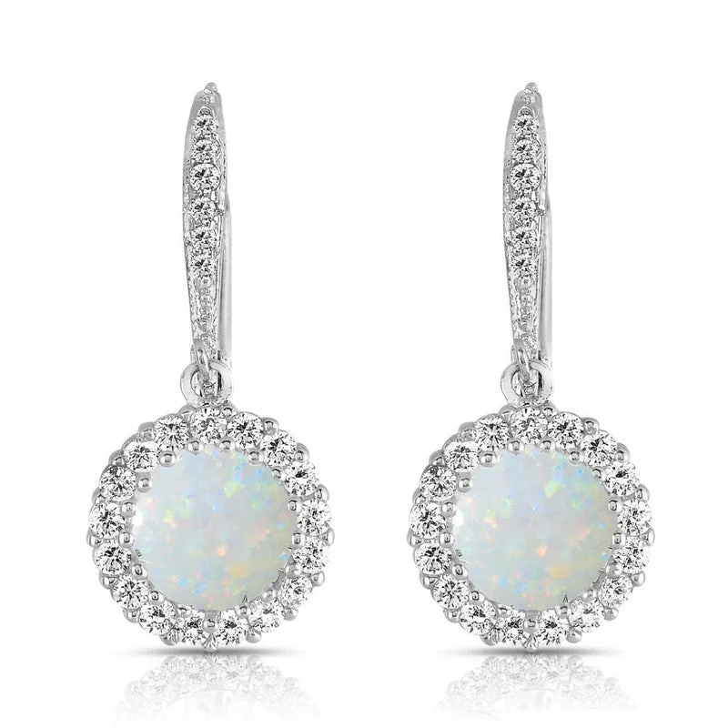 Stud Earrings with Knot Designs -Sterling Silver with Colored Cubic Zirconia Drop Euro Earrings