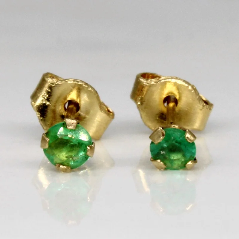 Stud Earrings with Crown Designs -Synthetic Emerald Stud Earrings | 0.07ctw |