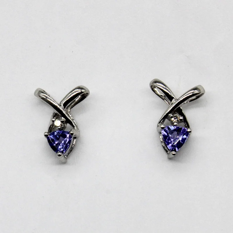 Lead Free Stud Earrings for Health -Tanzanite & Diamond Stud Earrings | 0.22ctw, 0.02ctw |