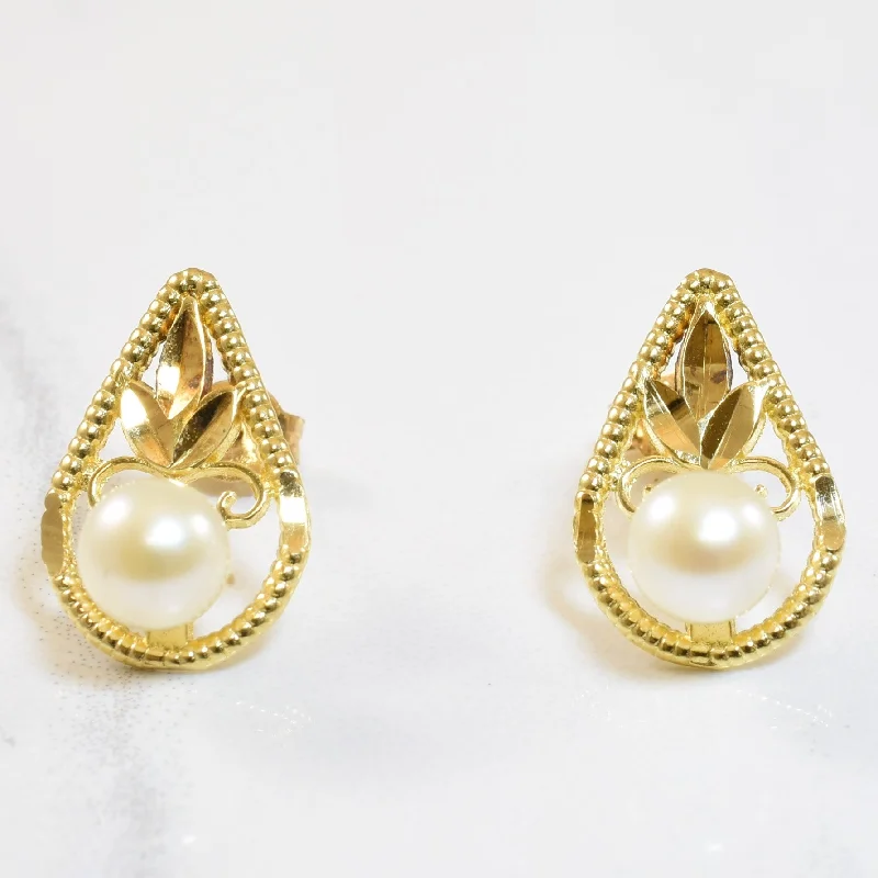 Stud Earrings with Knot Designs -Teardrop Pearl Stud Earrings | 1.75ctw |