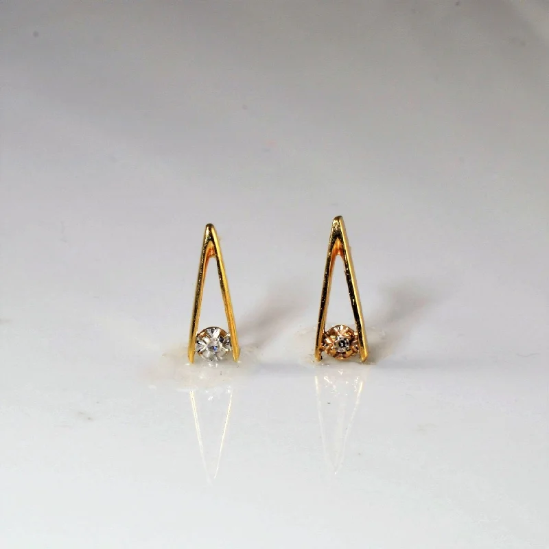 Punk Stud Earrings with Spikes -Tension Set Diamond Stud Earrings | 0.02ctw |