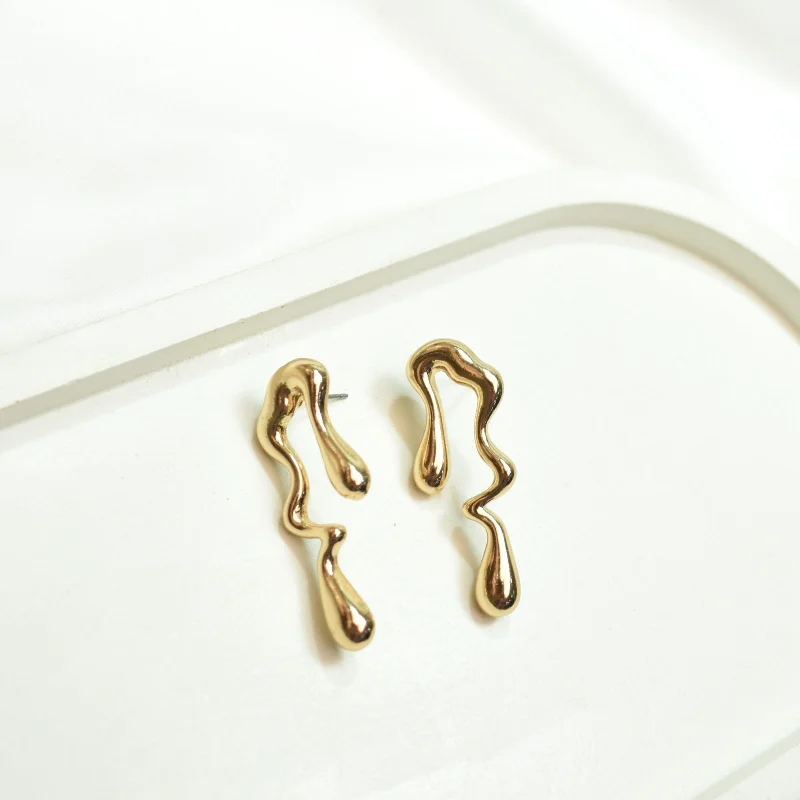 Screw Back Stud Earrings for Security -TFC Melting Luxury Gold Plated Stud Earrings