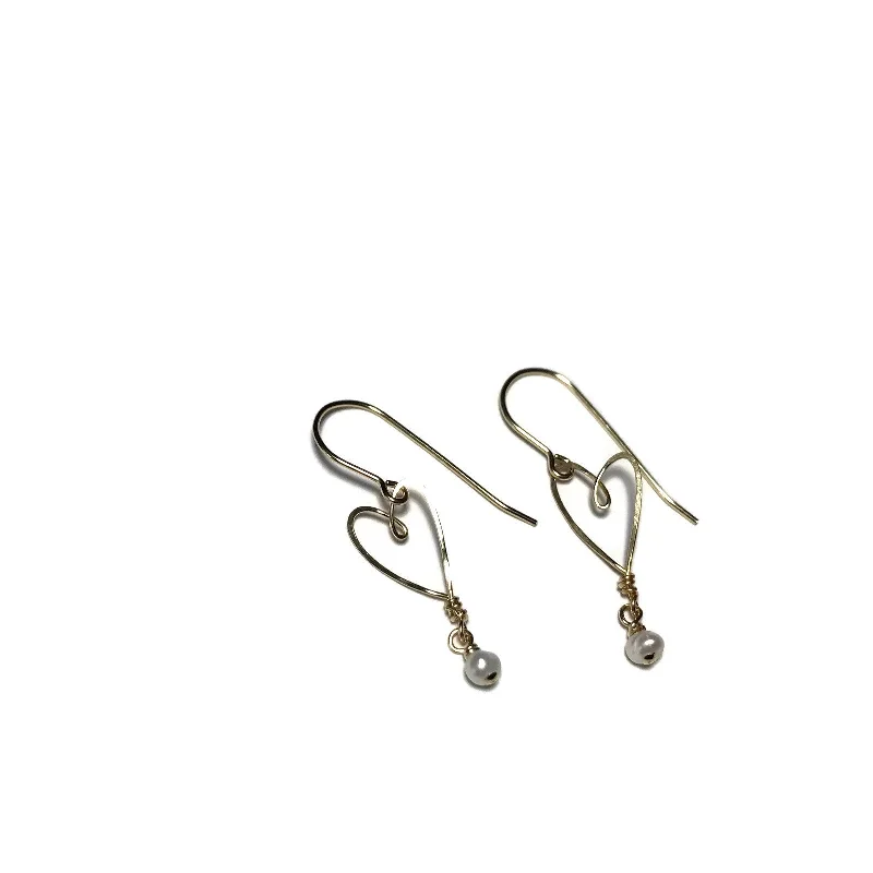 Lead Free Drop Earrings for Health -Tiny Heart Earrings with Pearl