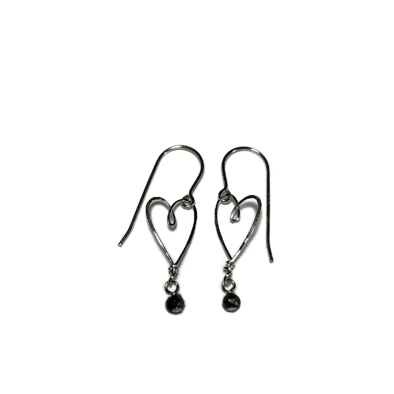 Tarnish Resistant Drop Earrings for Longevity -Tiny Heart Earrings with Pyrite