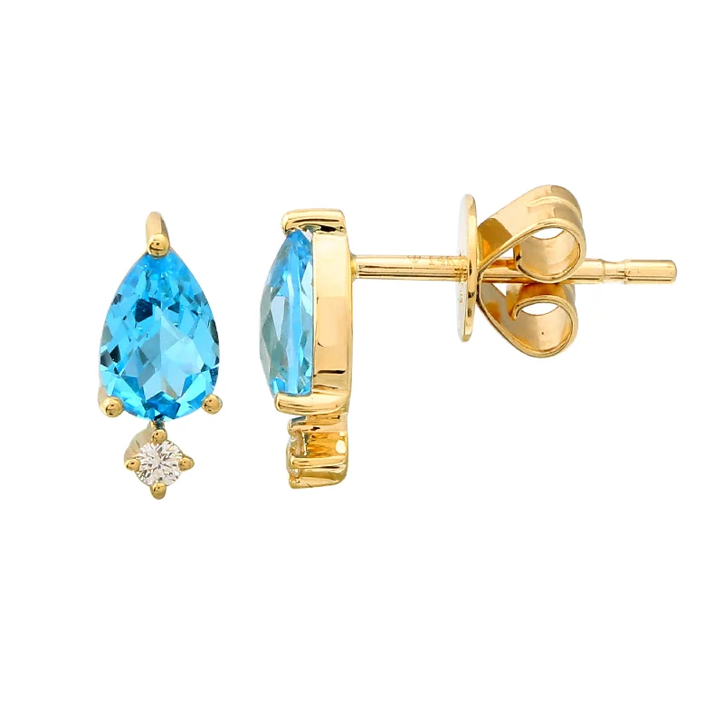 Double Stud Earrings for Impact -Topaz Pear Stud Earrings