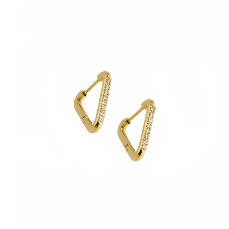 Lightweight Drop Earrings for All Day -Triangle Hoops with Diamonds