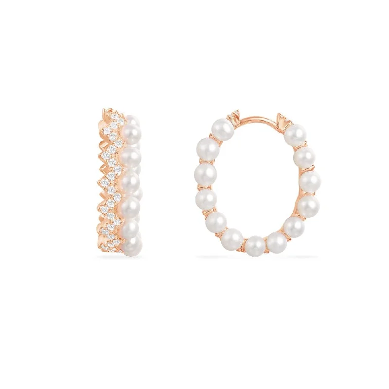 Drop Earrings with Polished Shine -Up and Down Hoop Earrings with Pearls