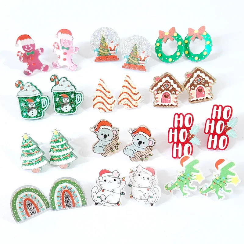 Stud Earrings for Office Wear -Wholesale Christmas Acrylic Stud Earrings