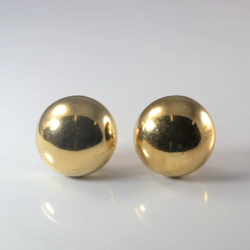 Stud Earrings for School Uniform -Yellow Gold Hollow Dome Stud Earrings |