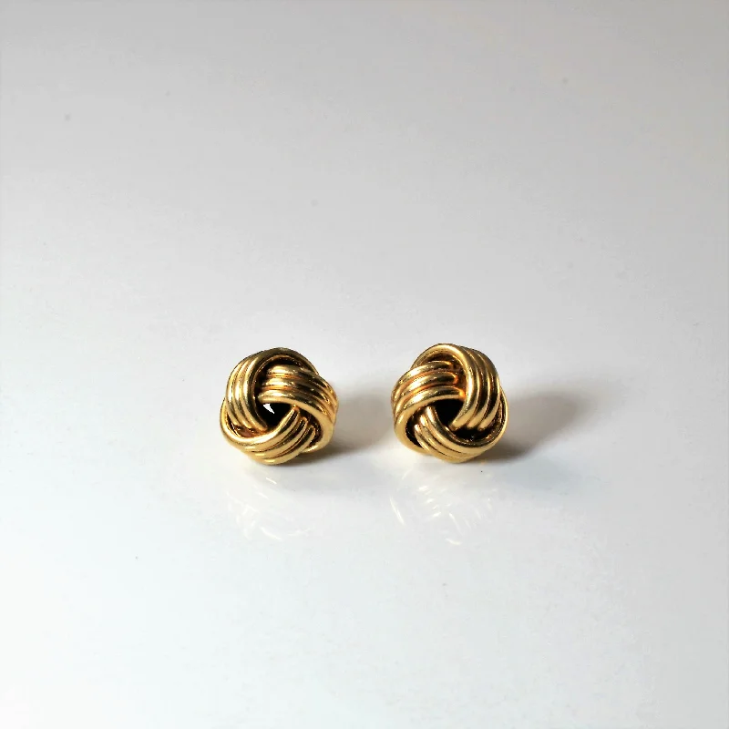 Triangular Stud Earrings for Edge -Yellow Gold Knot Stud Earrings