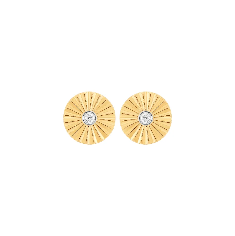 Drop Earrings with Filigree Work -Sabel Collection Yellow Gold Starburst Earrings with Diamonds