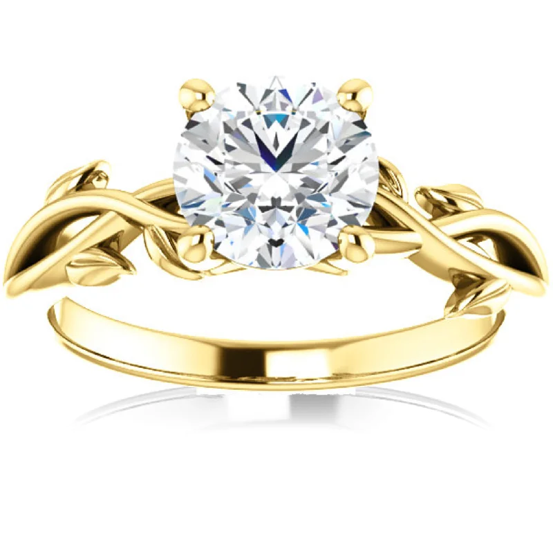 Rings with vintage claw prongs for elegance -1 1/4 ct Solitaire Moissanite Vine Engagement Ring 14k Yellow Gold