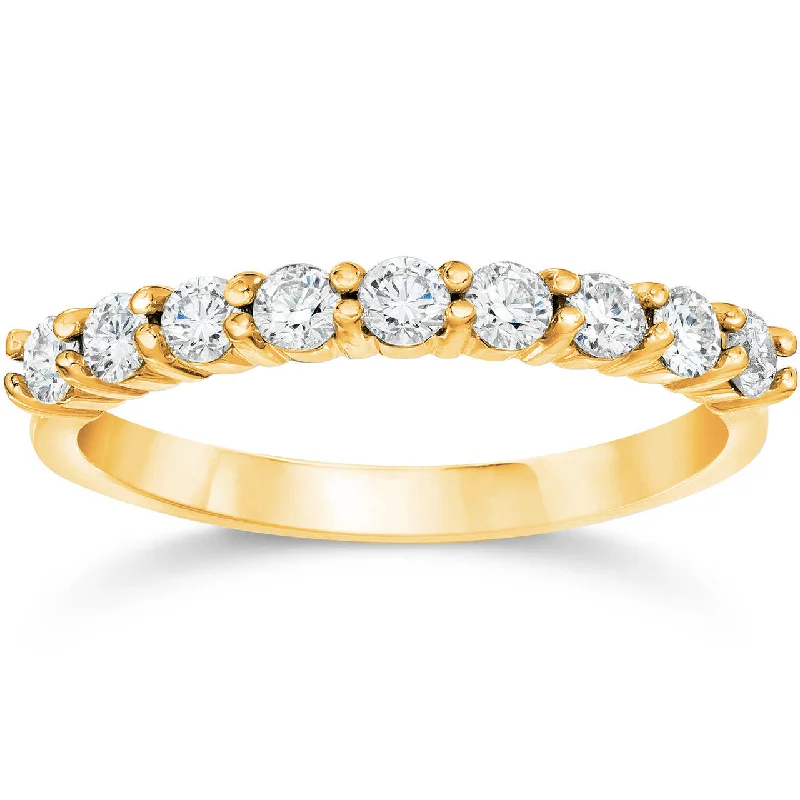 Rings with crescent moon for lunar charm -1/2ct Round Diamond Prong Wedding Ring 14k Yellow Gold