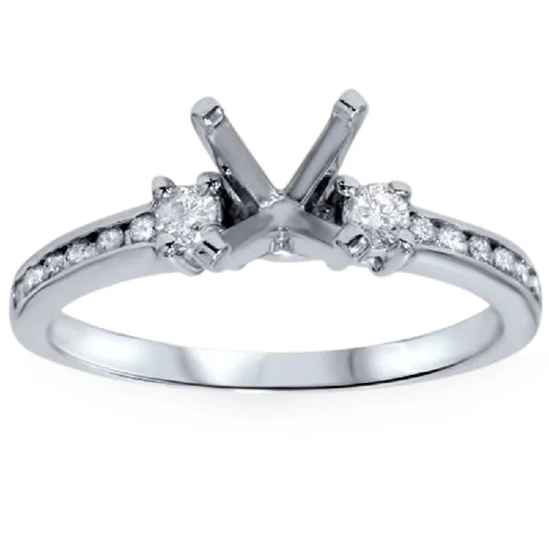 Rings with polished onyx for sleek contrast -1/3ct Diamond Engagement Ring Semi Mount 14K White Gold