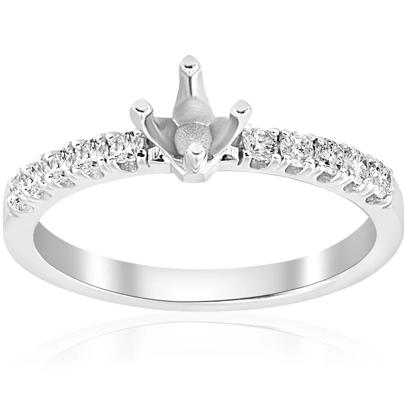 Rings with double bands for modern twist -1/4ct Diamond Engagement Ring Setting 14k White Gold Mount