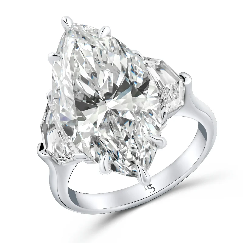 Rings with floral halo diamond arrangements -10.33 Marquise Cut Diamond Platinum Ring