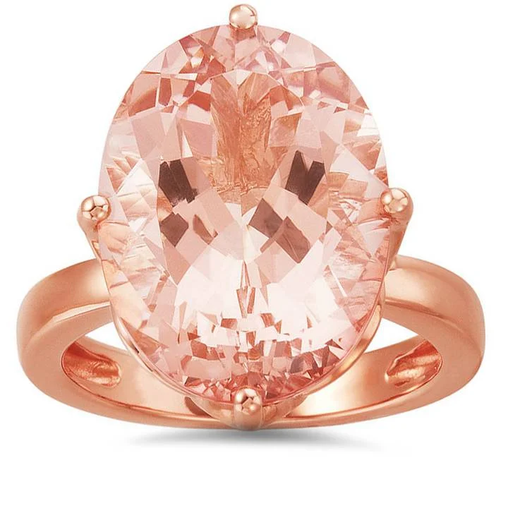 Rings with raw garnet stones for texture -12 1/8ct Large Oval Morganite Vintage Style Ring 14K Rose Gold