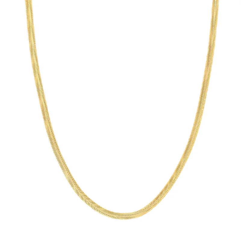 Trendy necklaces and pendants with geometric shapes for a modern aesthetic-14k 4.2mm Hollow Oval Snake Chain