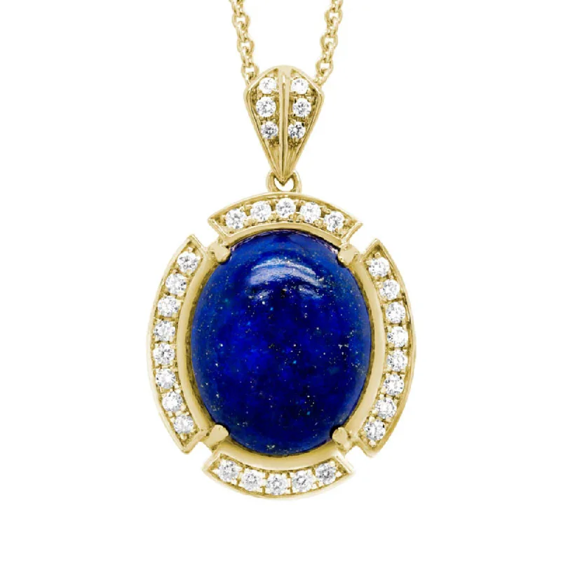 Unique necklaces and pendants with gemstones for a colorful and vibrant statement-14k Cabochon Lapis Pendant Necklace