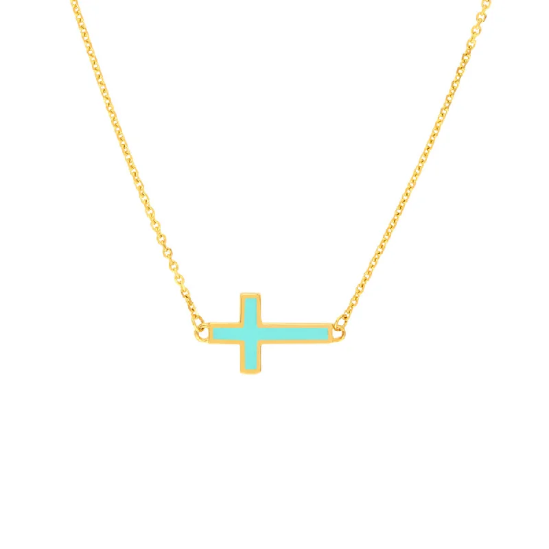 Elegant necklaces and pendants with gold chains for a chic, timeless appearance-14k Enamel Sideways Cross Necklace