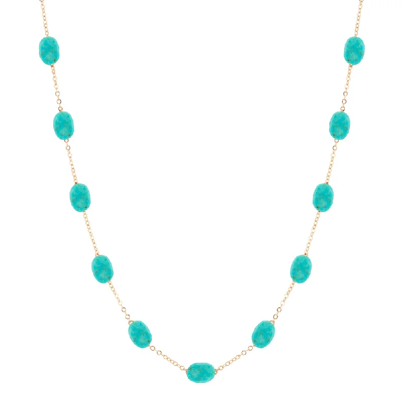 Best necklaces and pendants with glowing moonstone for an ethereal glow-14k Turquoise Nugget Station Necklace