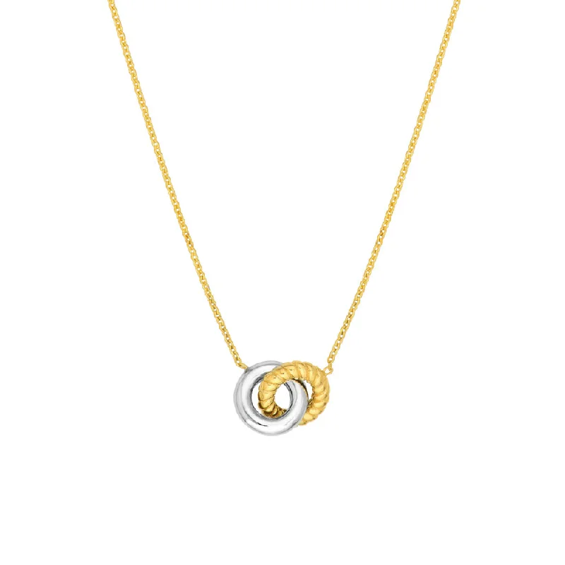 Necklaces and pendants with abstract shapes for a modern, creative appearance-14k Two-Tone Interlocking Circle Necklace