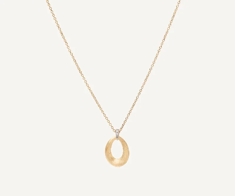 Beautiful necklaces and pendants with moon and star charms for a dreamy effect-18K Yellow Gold and Diamond Loop Pendant