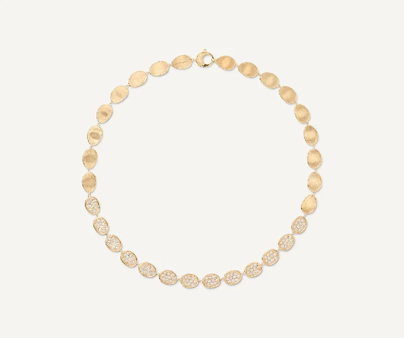 Stunning necklaces and pendants with chakra stones for healing and balance-18K Yellow Gold Diamond Pavé Collar Necklace