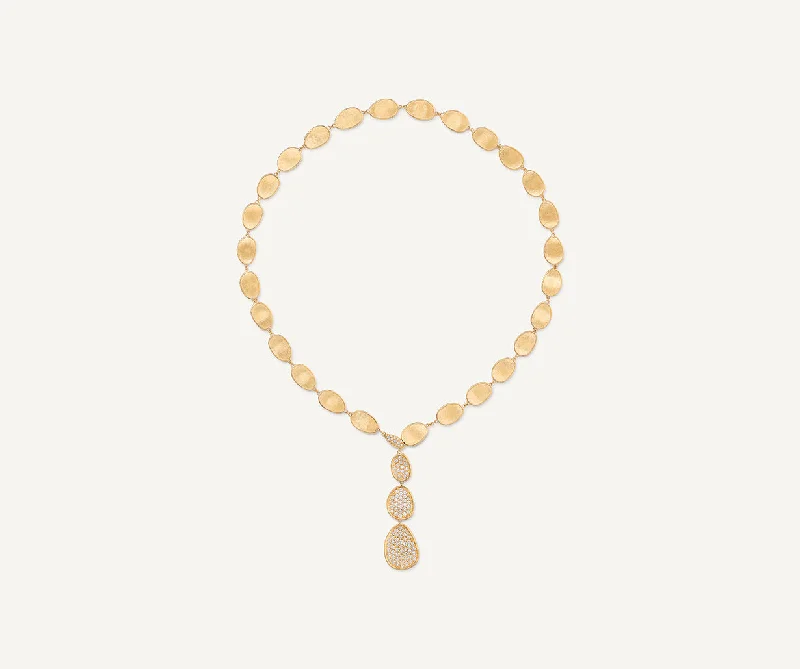 Trendy necklaces and pendants with geometric shapes for a modern aesthetic-18K Yellow Gold Diamond Pavé Lariat Necklace