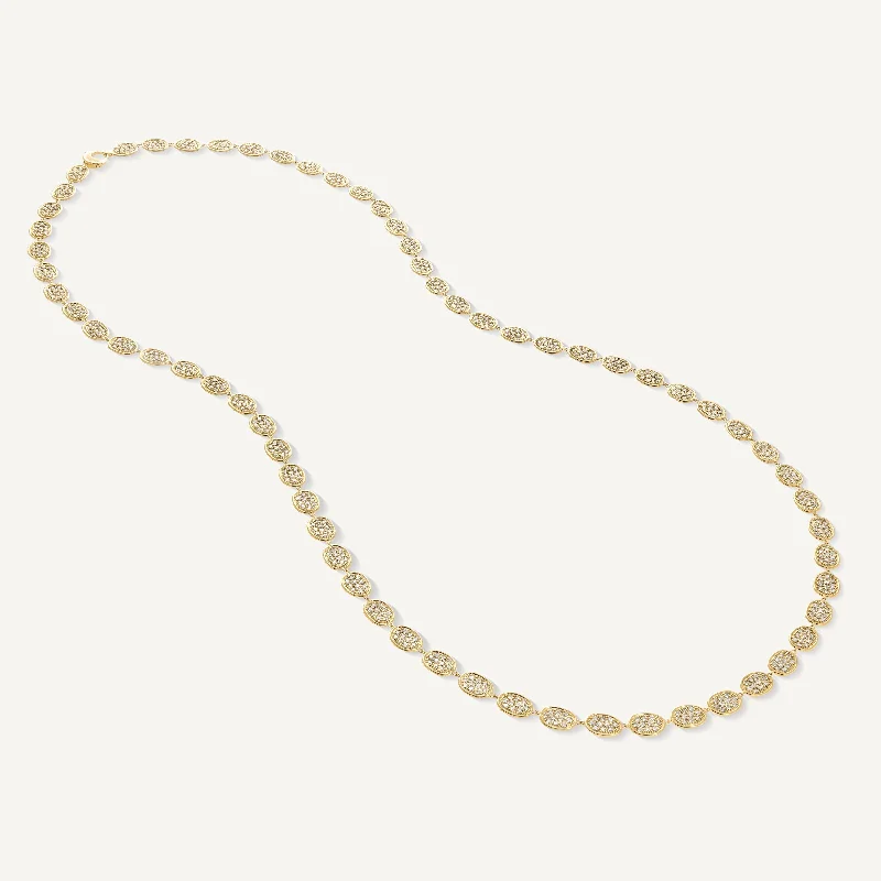 Best necklaces and pendants for weddings with matching designs for bride and groom-18K Yellow Gold Long Pavé Diamond Necklace