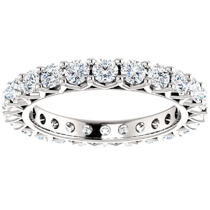 Rings with starburst topaz for radiant beauty -2 Ct Diamond Eternity Ring 14k White Gold Womens Stackable Wedding Band