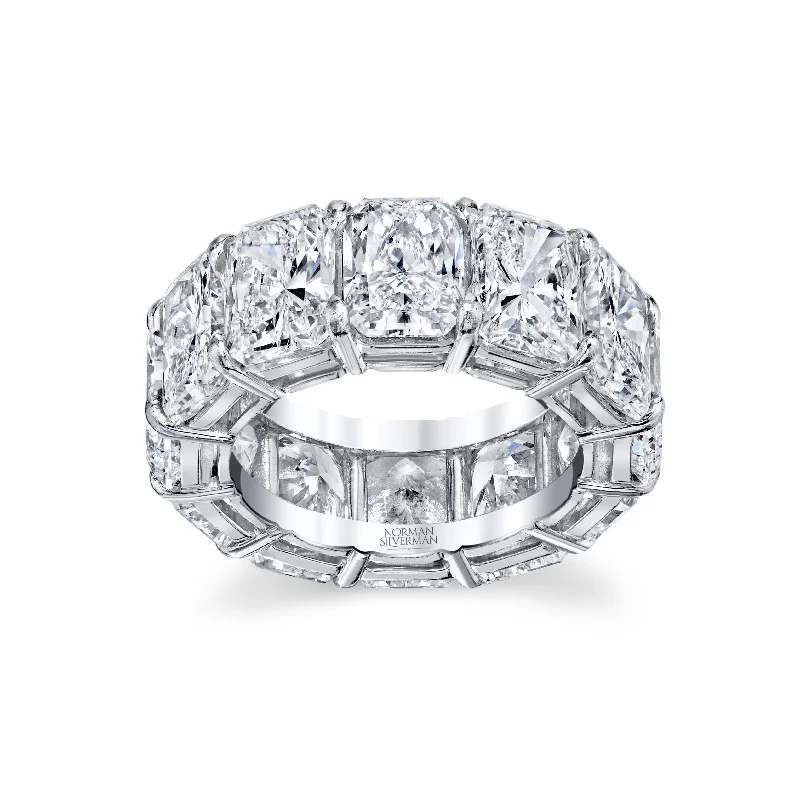 Rings with oxidized silver for antique appeal -Radiant Cut Diamonds Eternity Band