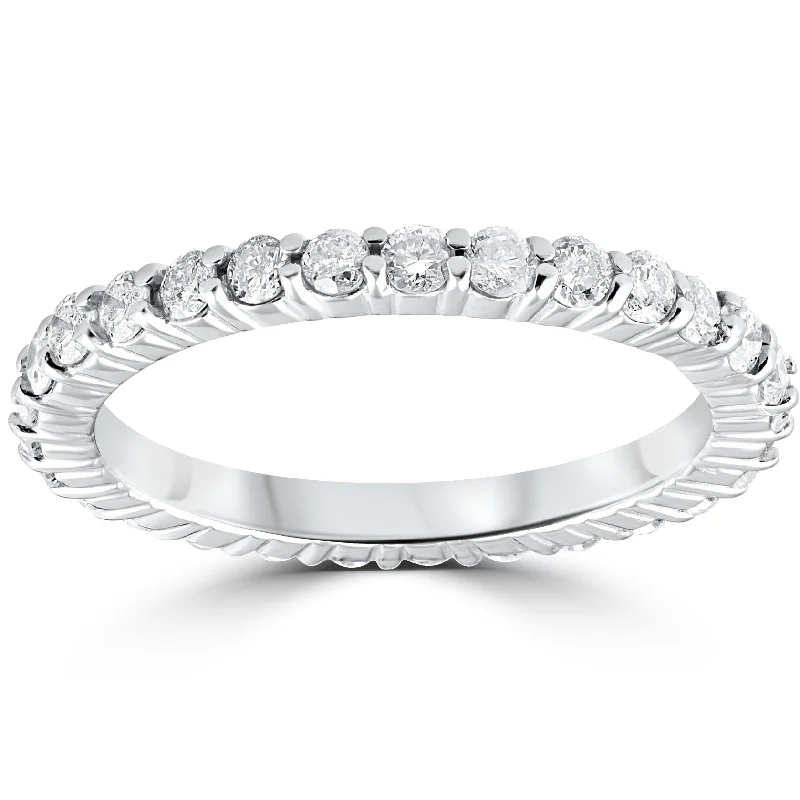 Rings with mandala engravings for spiritual vibe -3/4ct Diamond Eternity Wedding Ring 14k White Gold Lab Created