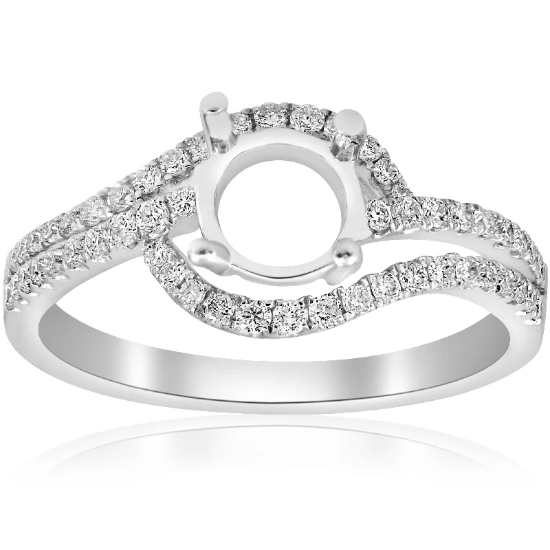 Rings with adjustable bands for perfect fit -3/8ct Diamond Engagement Ring Setting 18K White Gold