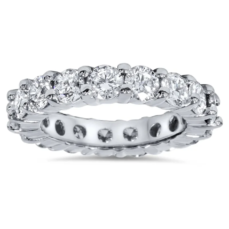 Chunky rings with hammered gold band texture -4Ct Diamond Platinum Eternity Ring Womens Wedding Stackable Band