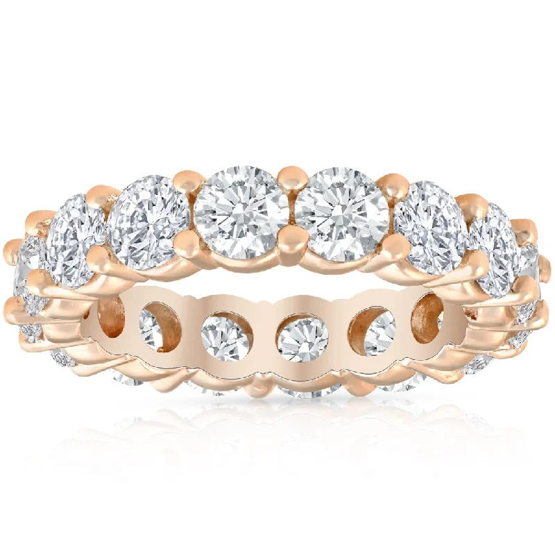 Rings with natural amber for warm glow -5ct Diamond Eternity Ring 14K Rose Gold