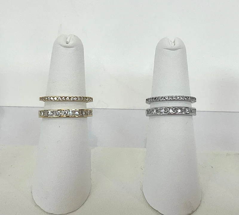 Rings with etched floral bands for detail -Adjustable Double CZ Ring