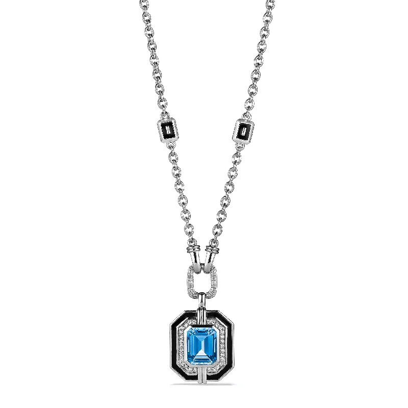 Beautiful necklaces and pendants with tree branch motifs for a nature-inspired design-Adrienne Pendant Necklace with Enamel, Swiss Blue Topaz and Diamonds