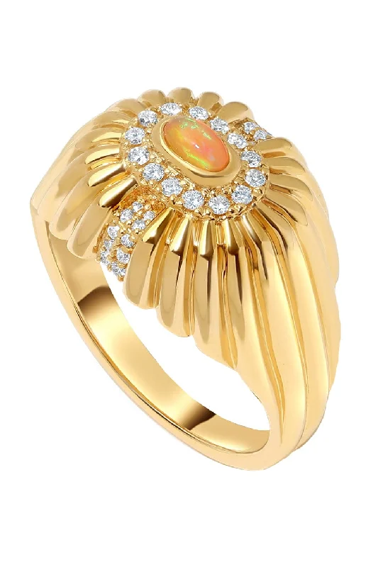 Rings with coral stones for vibrant pop -Alara Sunburst Ring