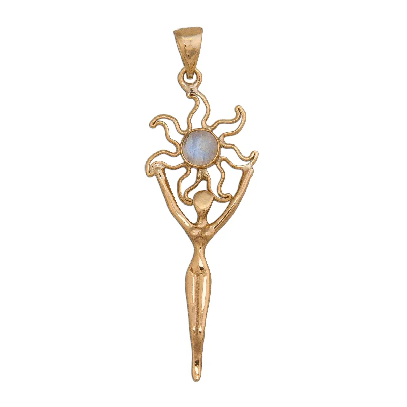 Best necklaces and pendants with intricate filigree for vintage-inspired elegance-Alchemia Rainbow Moonstone Sun Goddess Pendant